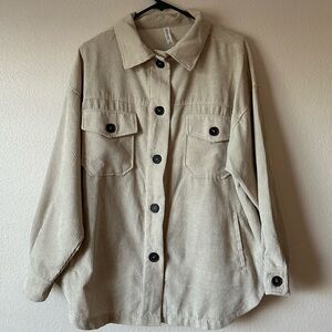 Beige Corduroy Shacket